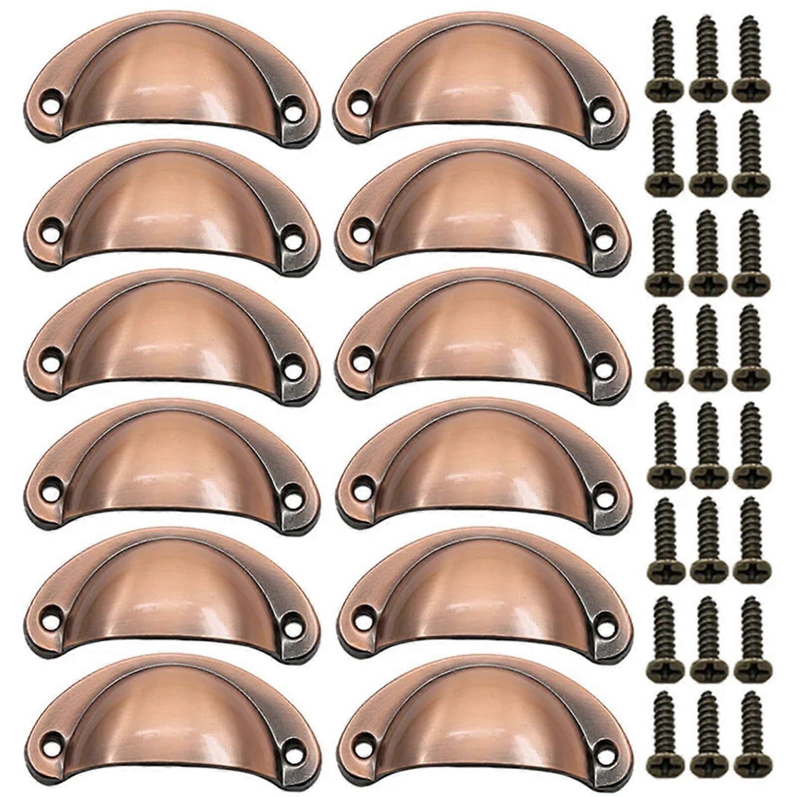 Metal Cup Pull Handle 36Pcs Semi-Circular Iron Drawer/Trash Bin Knobs for Cabinets/Wardrobes in Green Bronze Color