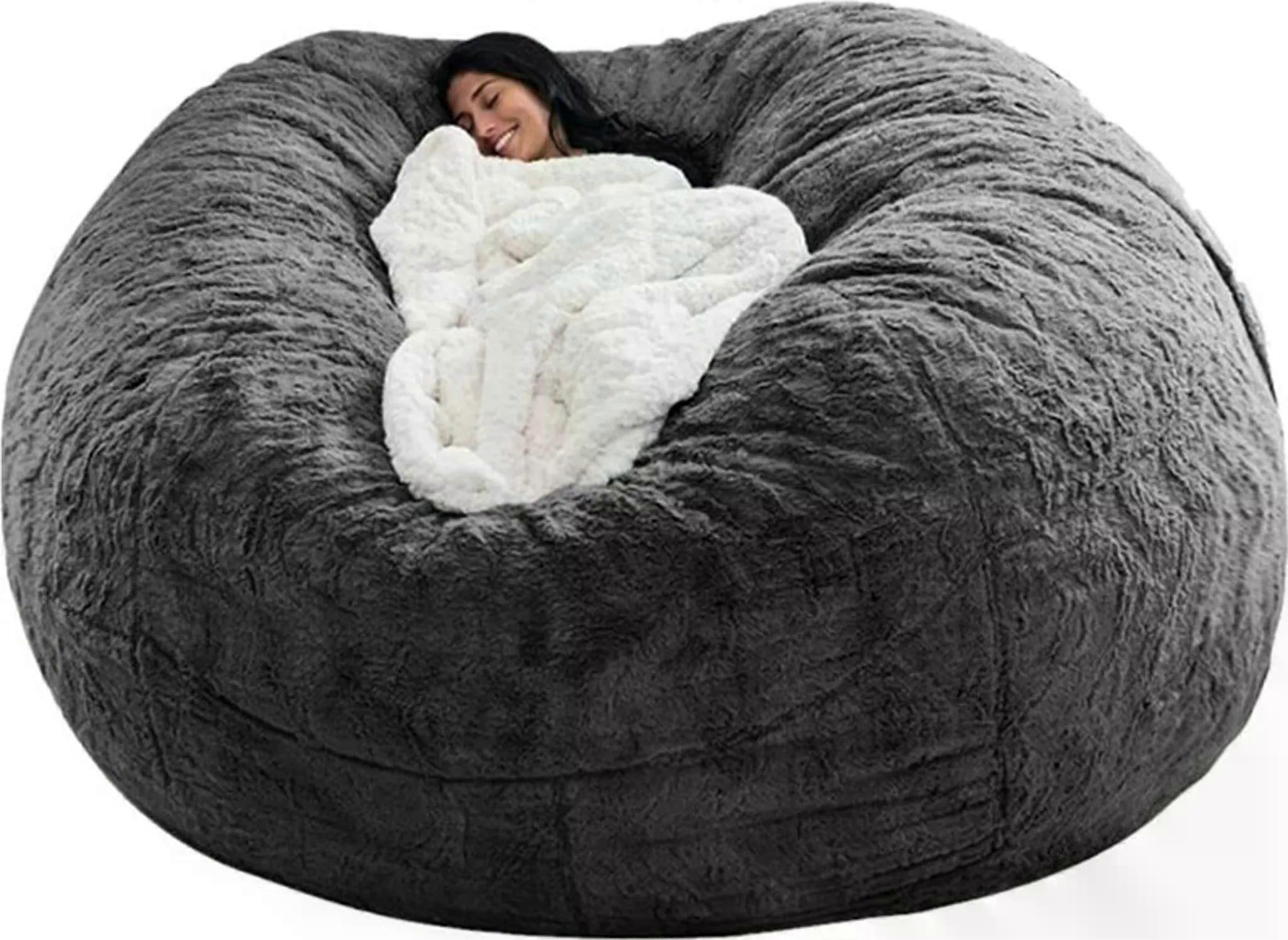 Silla puff multifuncional funda de puff (sin relleno) gris oscuro 180*90cm