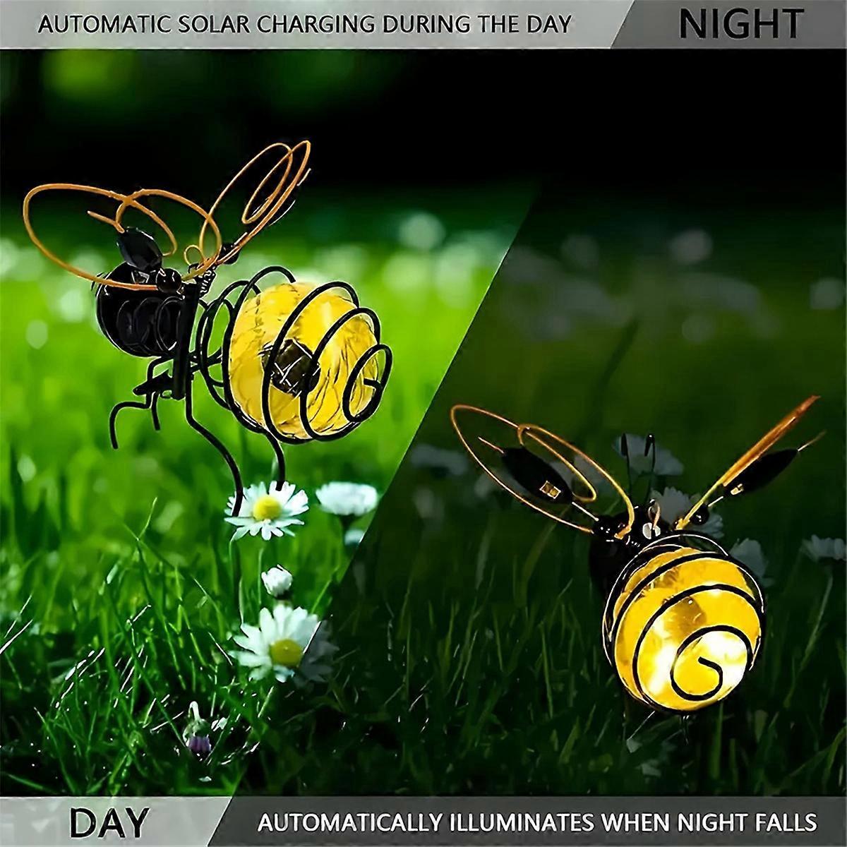 Solar Bee Simulation Lights, Outdoor Hanging LED Bees Garden Decoration Lantern for Outside, Insect