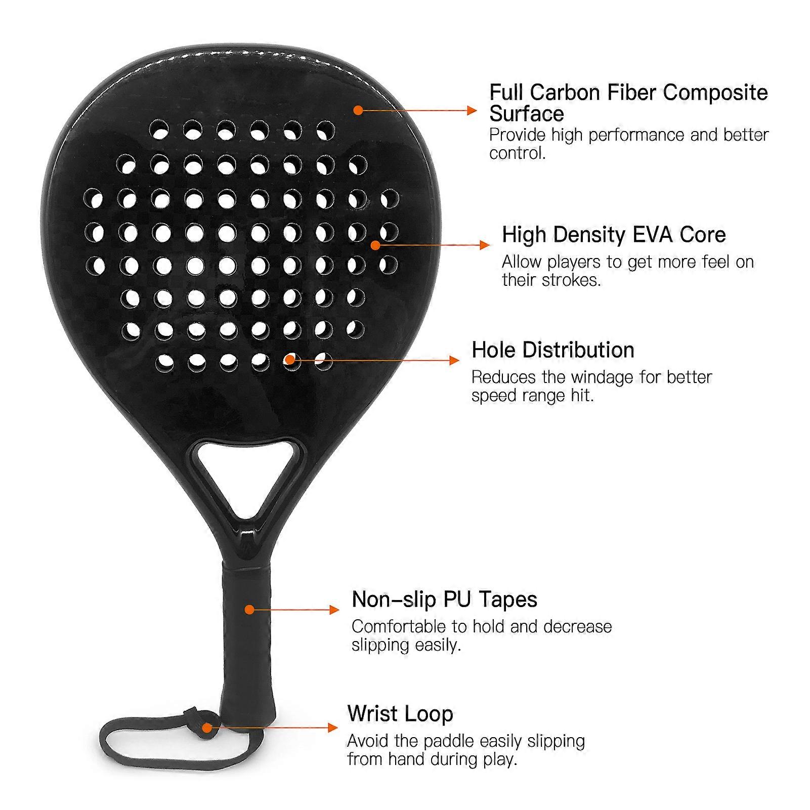 Full Carbon Fiber Padel Racket Paddleball Racquet Beach Tennis Racket