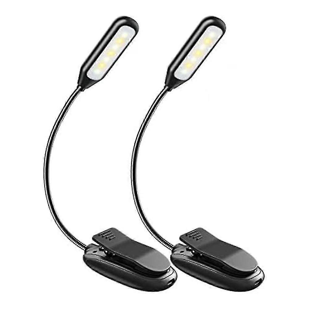 2 Pack Book Light Clip On Rechargeable, 3 Brightness Levels