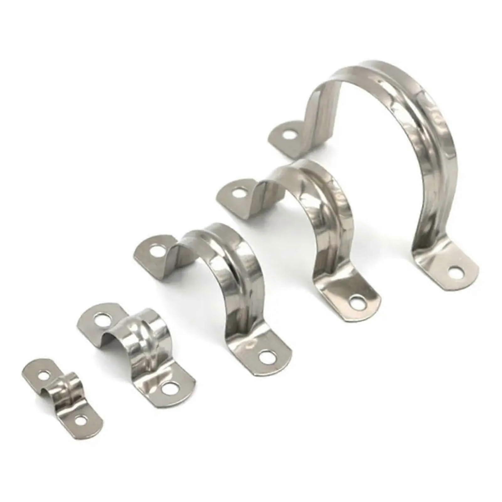 Pipe Clips Stainless Steel U-Type Pipe Clamp 10 Pcs M5-M100 (5-100 mm) Saddle Clamp for Tubes