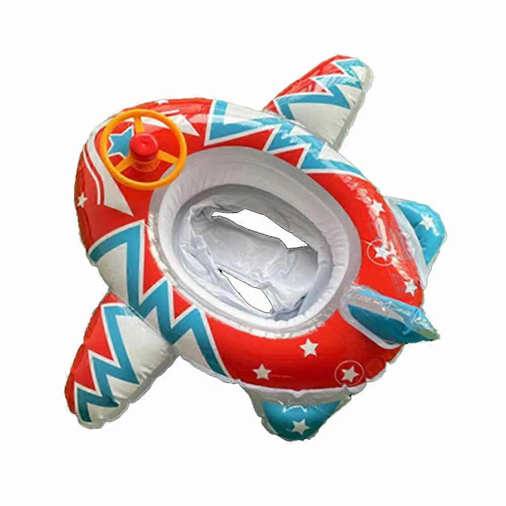 Lapset puhallettava kelluva ilmasänky järvi vene uintikellukkeet 2 kahvaa uimarengas - ukkosilmavene - punainen