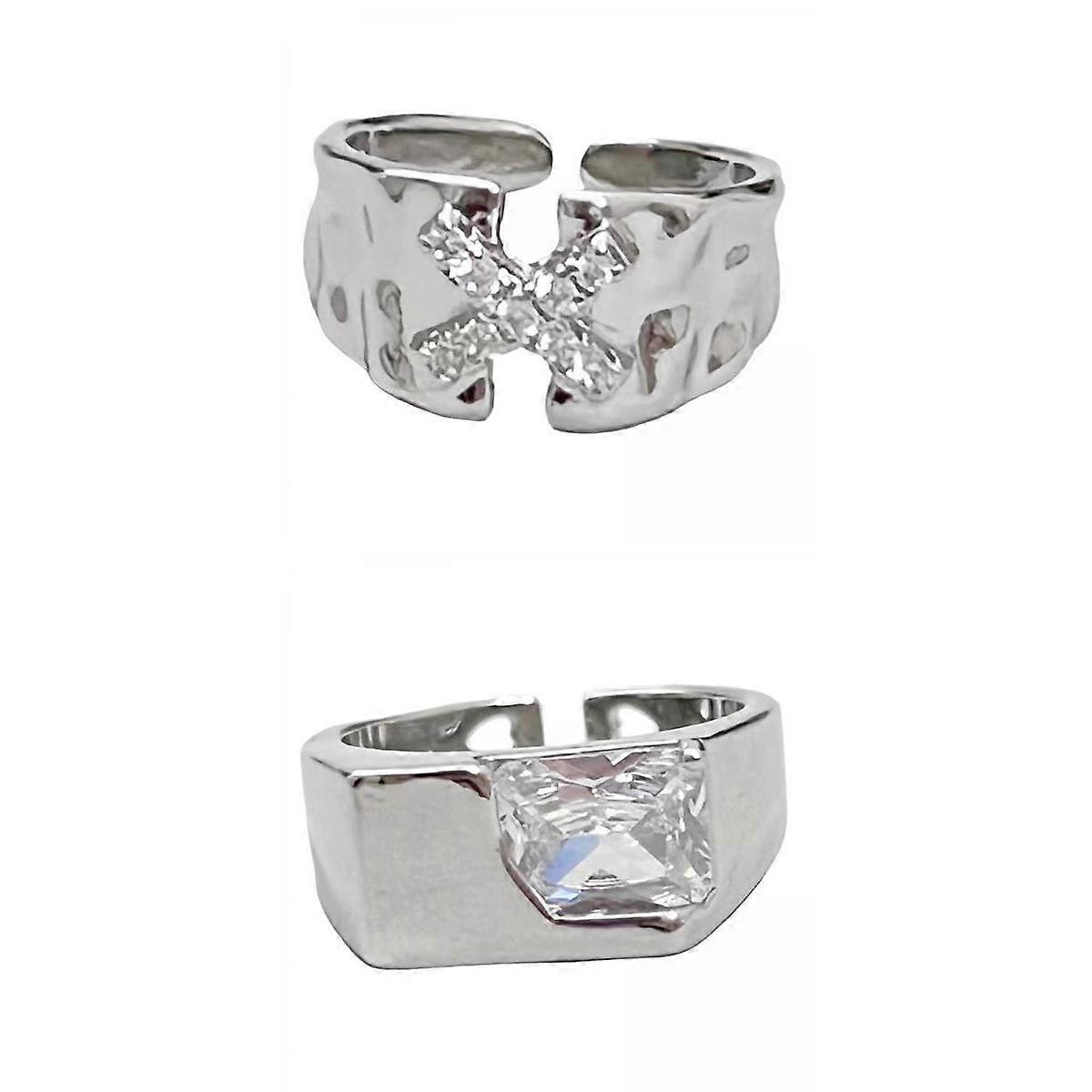 2Pcs Creative Punk Adjustable Opening Rings Jewelry for