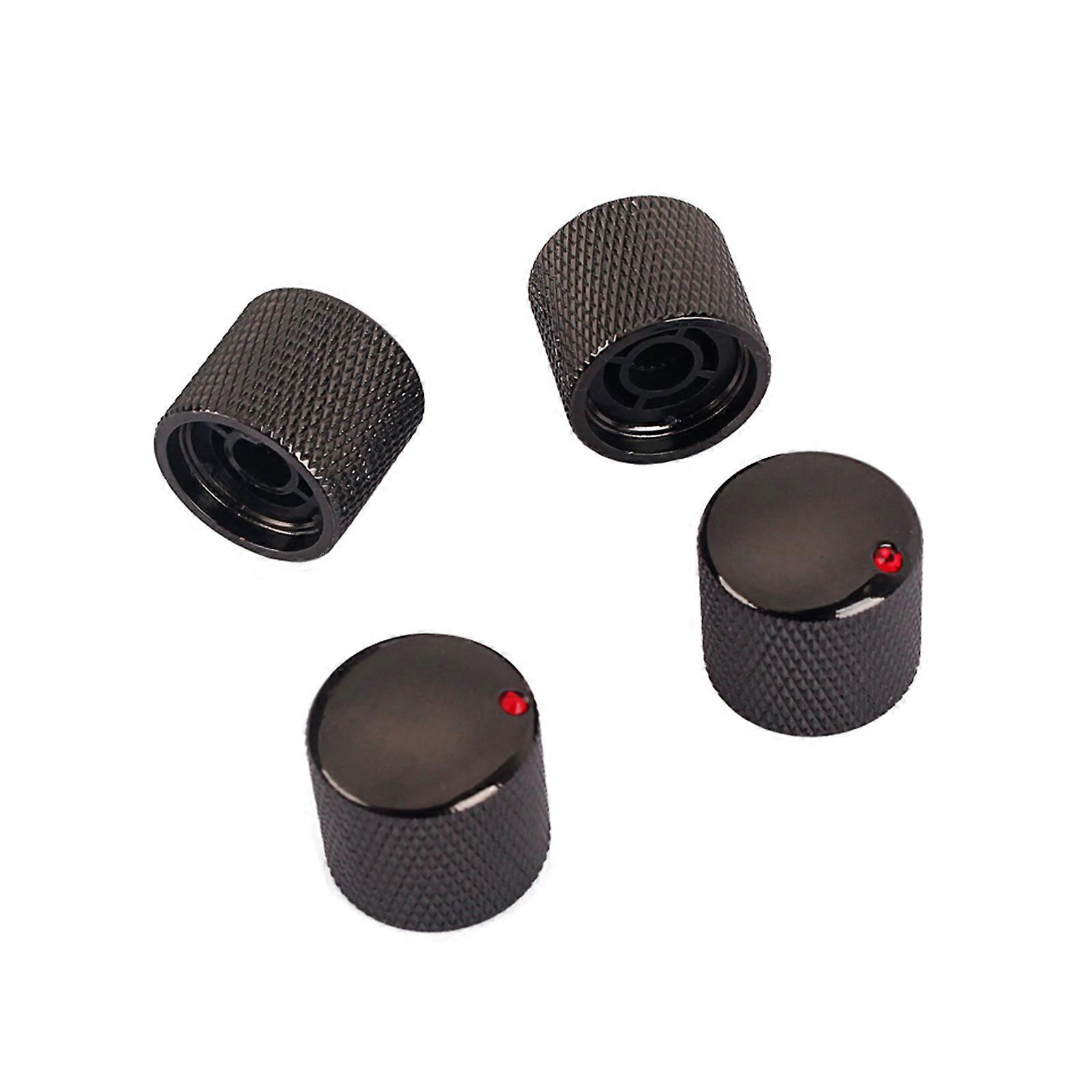 4Pcs Electric Guitar Bass Knobs Volumes Tone Control Knobs Potentiometer Caps Metal Dome Knobs Guitar Parts Enduring  Black