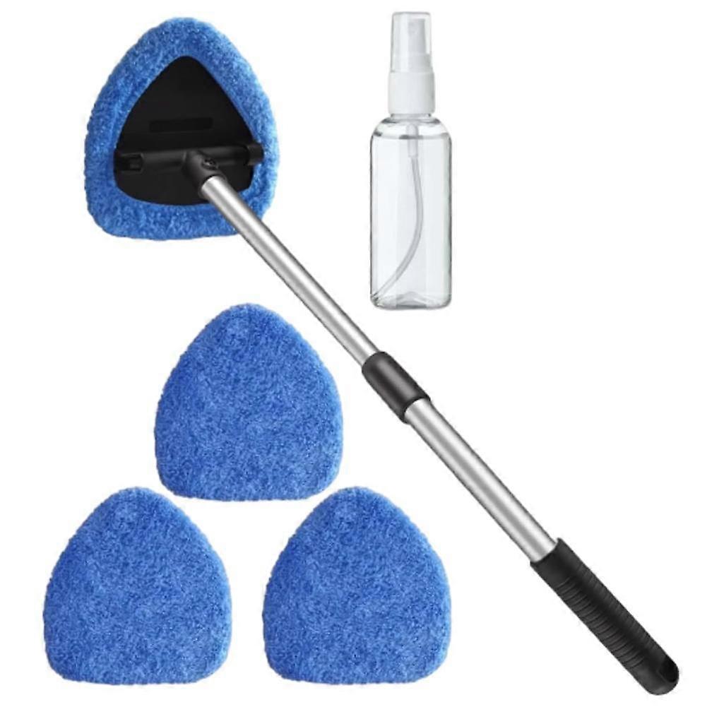 Extendable Windshield Wiper Tool with 3 Microfiber Pads Multi Surface Cleaner for Car Home Glass