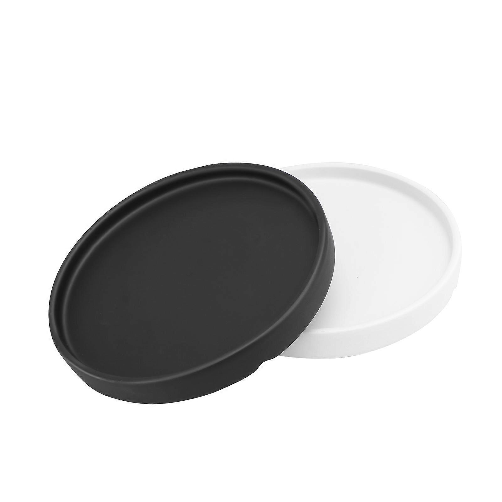 2pcs Simple Ceramic Flowerpot Trays for Succulents White Black