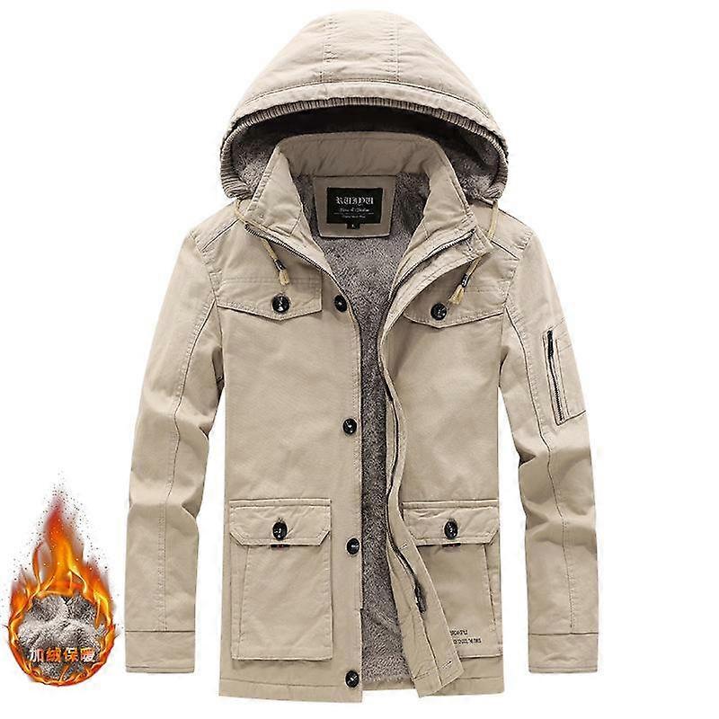 Winter Jacket Men 'S Cotton Washed Casual Mid -Length Windbreaker Jacket