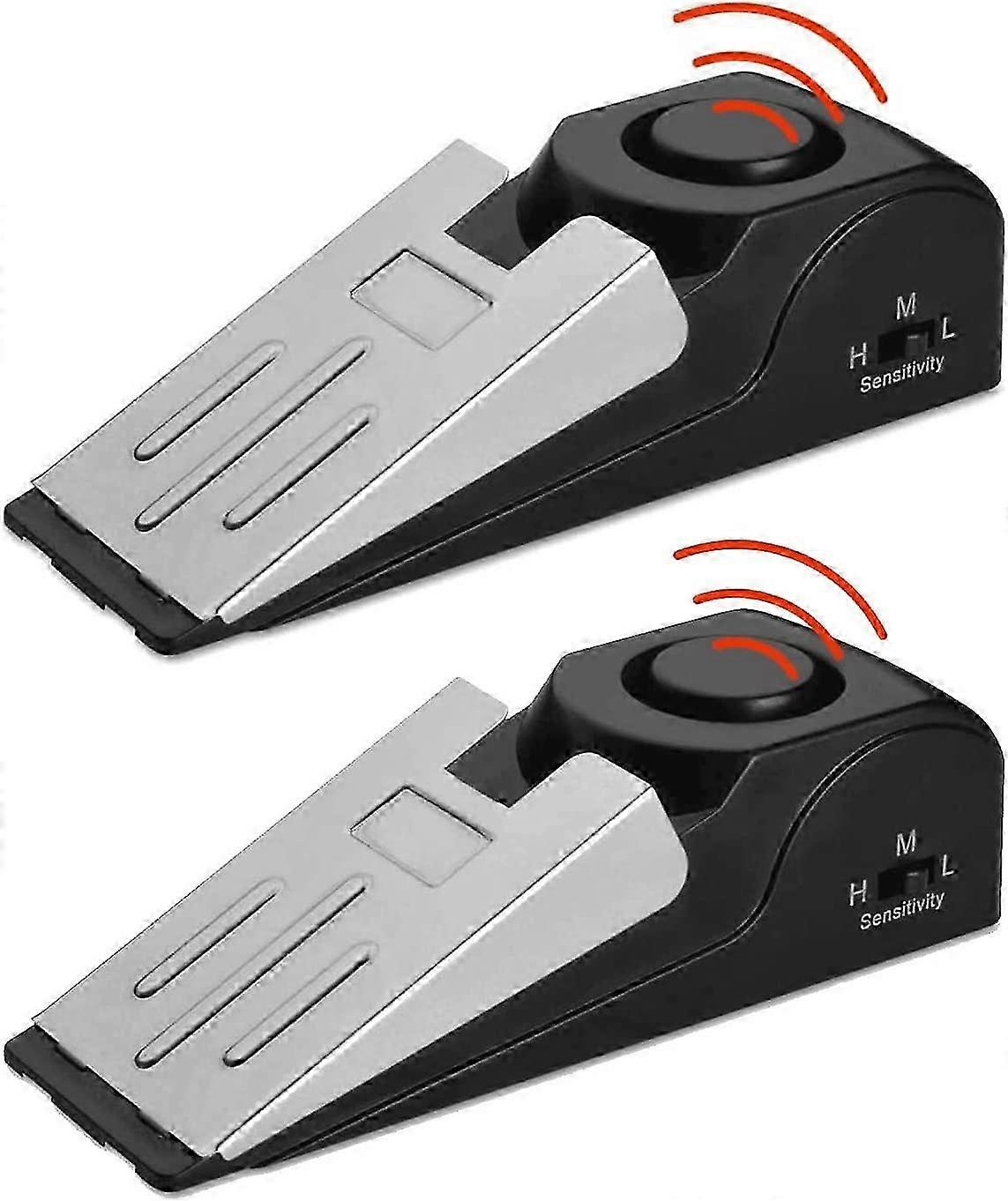 Mini Wireless Door Stop Alarm, 2 Pack 120dB Wedge Security System