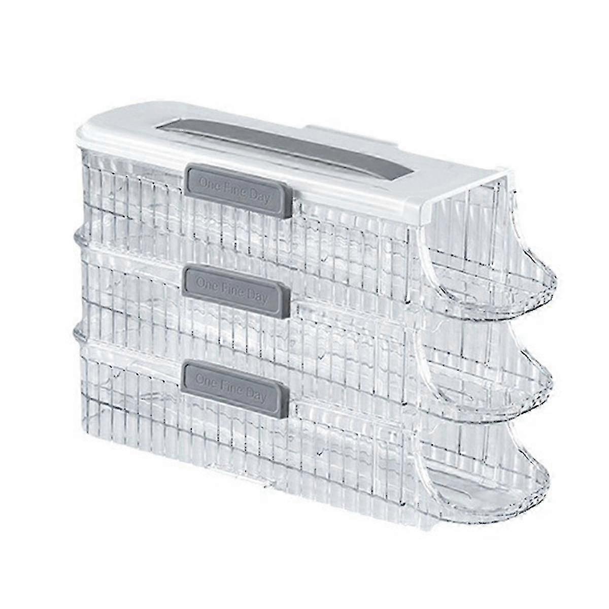Auto Rolling Egg Organizer 3-Layer Stacked Tray for Fridge Storage