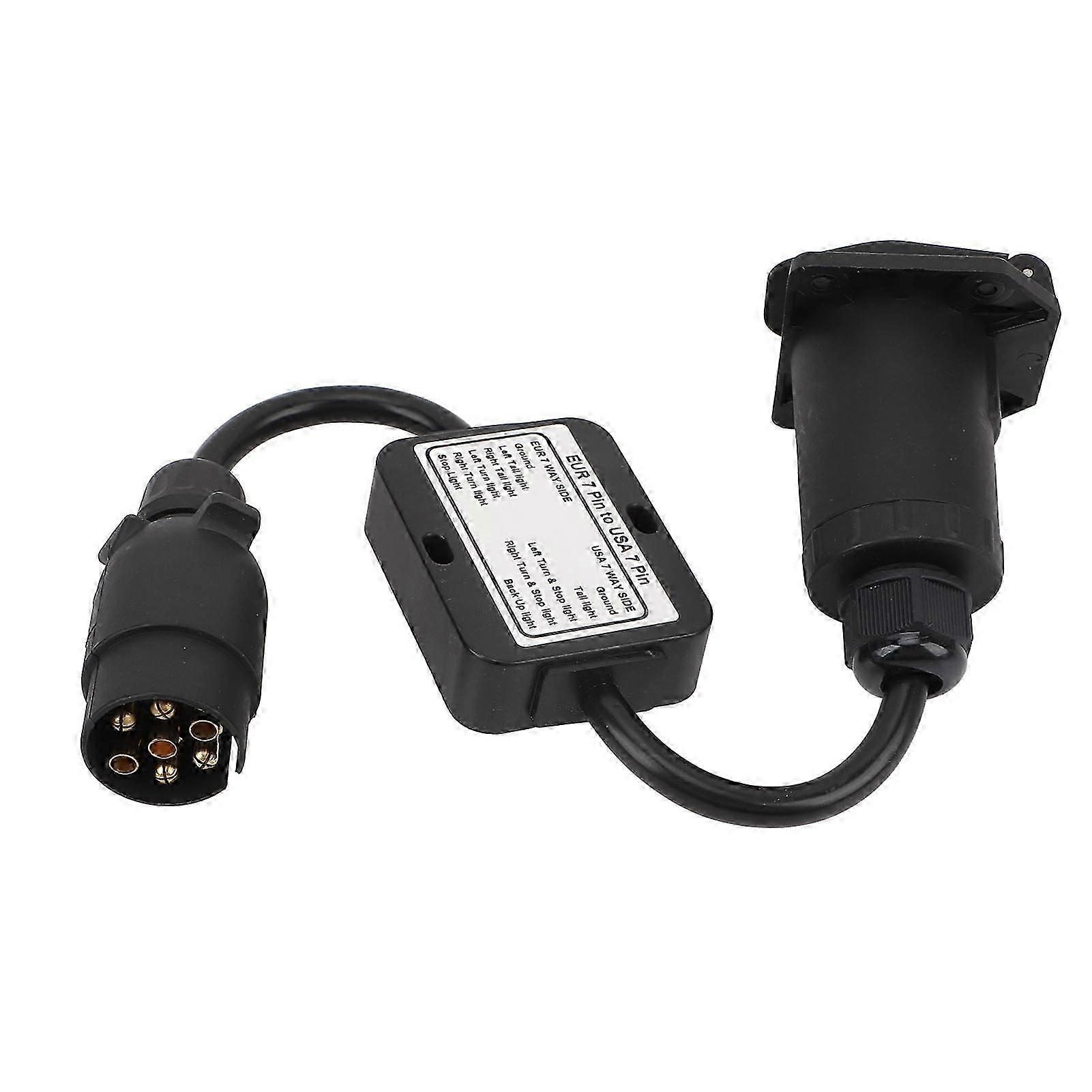 EU zu USA 7-poliger Anhänger-Adapterstecker mit 3-zu-2-Systemkonverter für Wohnwagen, Boot, Wohnmobile