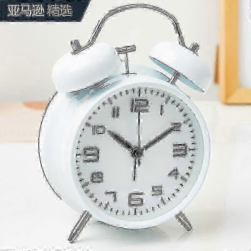 バックライト付きヘビースリーパー目覚まし時計、電池式ビンテージ寝室時計 - ホワイト