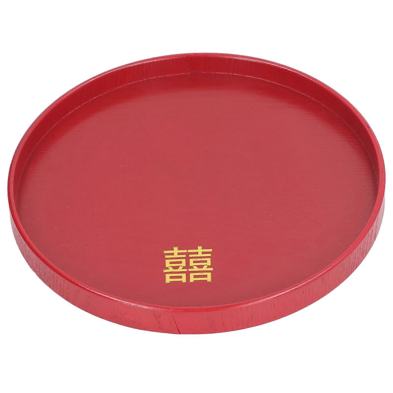 Red Wood Serving Tray Round & Square, Multiple Sizes M/L
