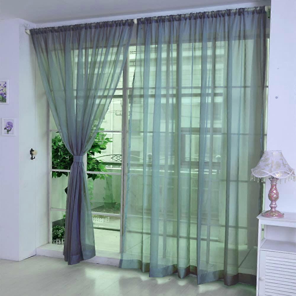 1 PC Pure Color Tulle Door Window Curtain drape the blackboard Curta With Shirring Tape For Rail Short (H, H) H H