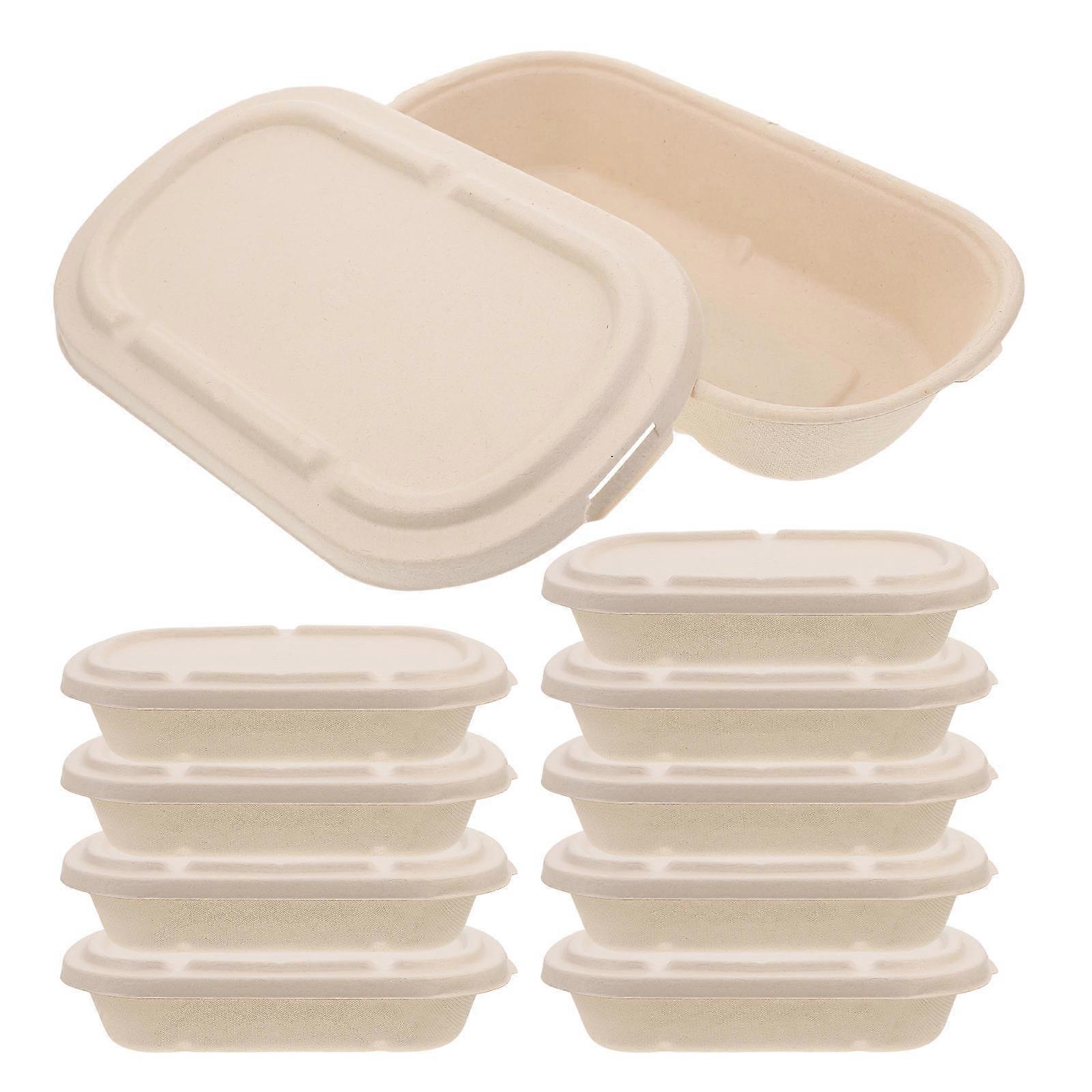 25pcs Pulp Food Containers Single Compartment Takeout Boxes with Lids for Meal Prep, Salads, Sushi and More Food Packaging