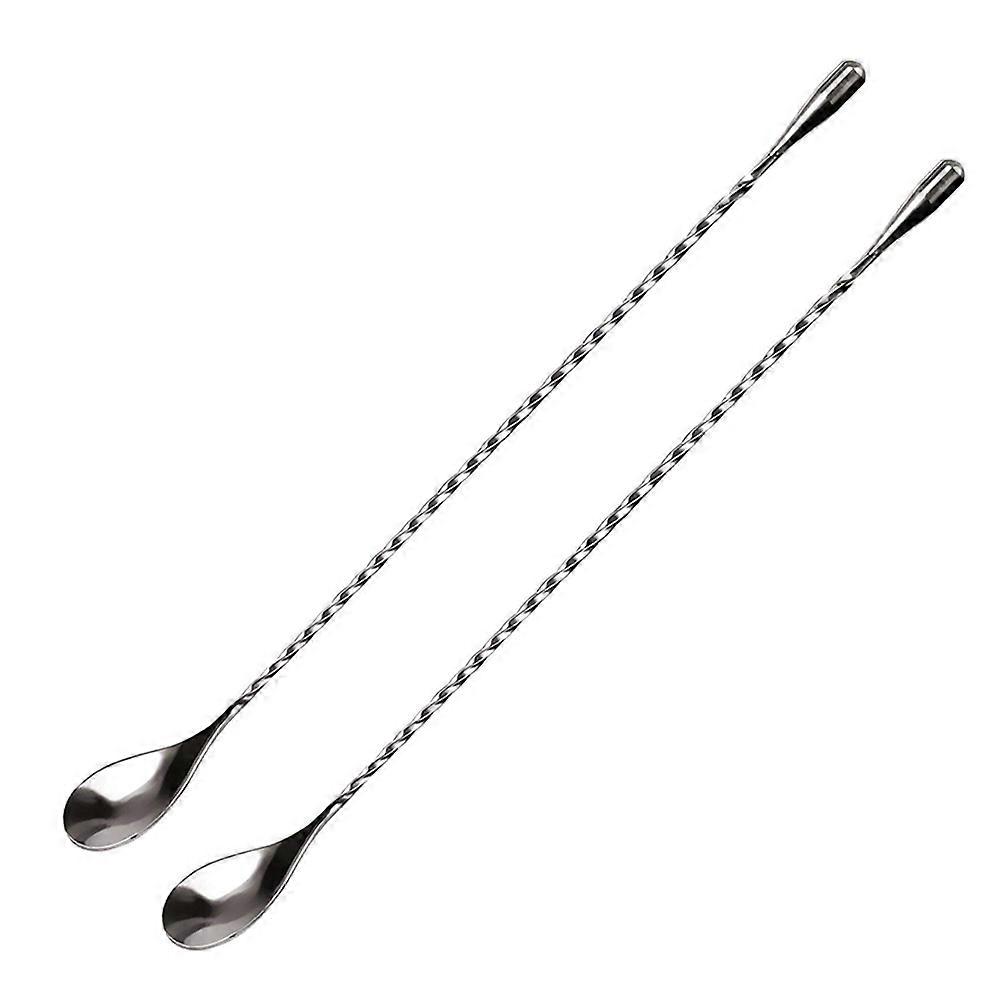 Mixing Spoons For Drinks Stainless Steel Anti-Rust Bartending Utensil for Establishments 30CM X 3CM X 1.5CM 2Pack