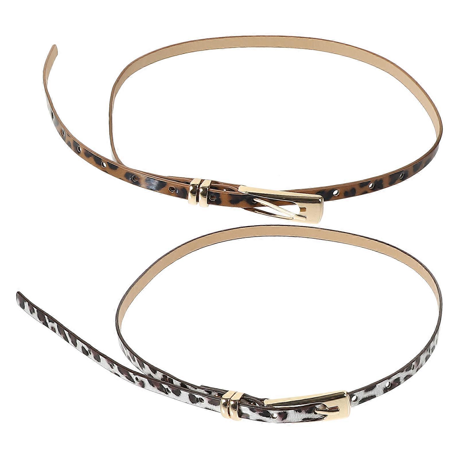 أحزمة الخصر للنساء أحزمة جلدية مقلدة مشبك معدني ملابس عارضة قابلة للتعديل 2 قطعة