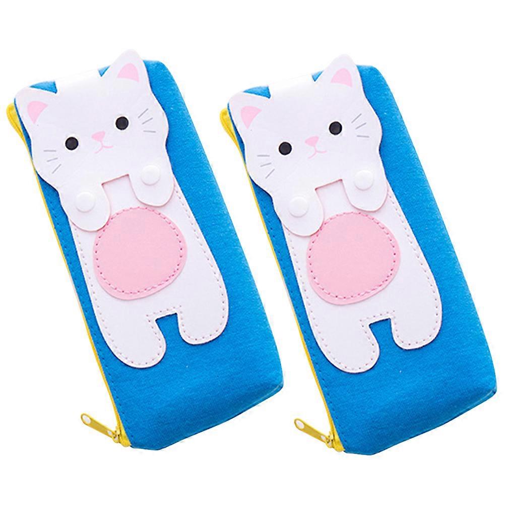 Stationery Pouch Canvas Material Pen Holder for School Everyday Use by Children 2Pack