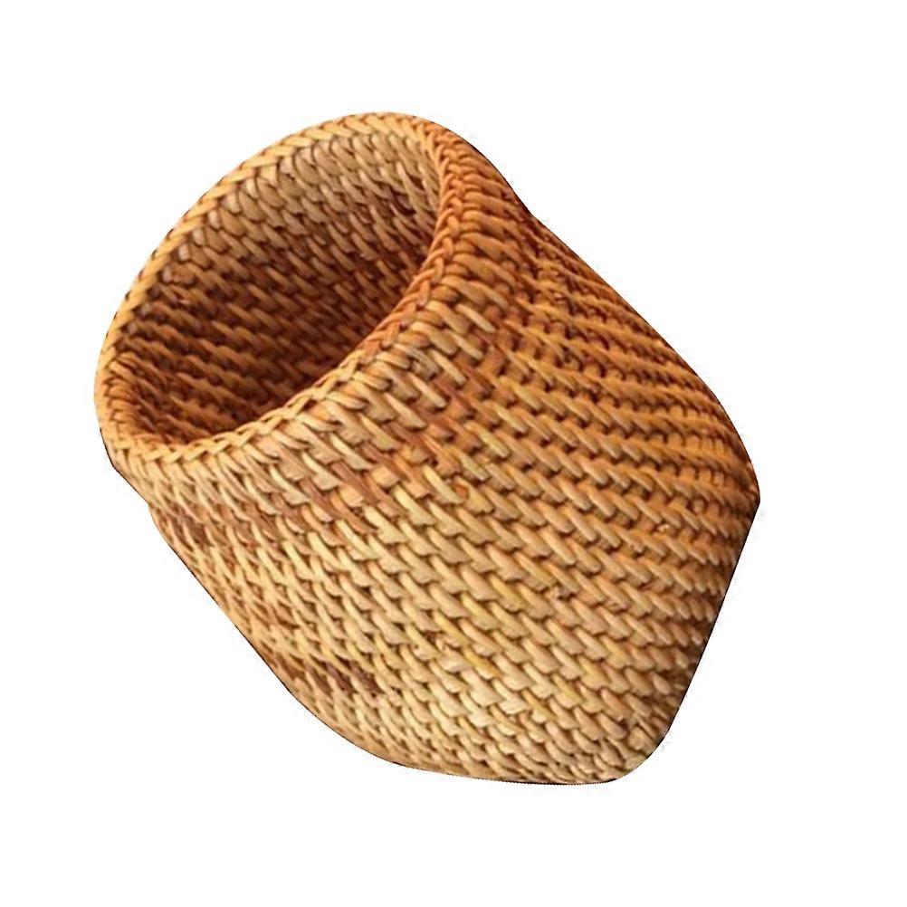 Handwoven Rattan Tray Tea Ceremony Basket Tea Set Container Bamboo Material Turriform Shape Home Dinner Accessory 8x8x10cm 1PC