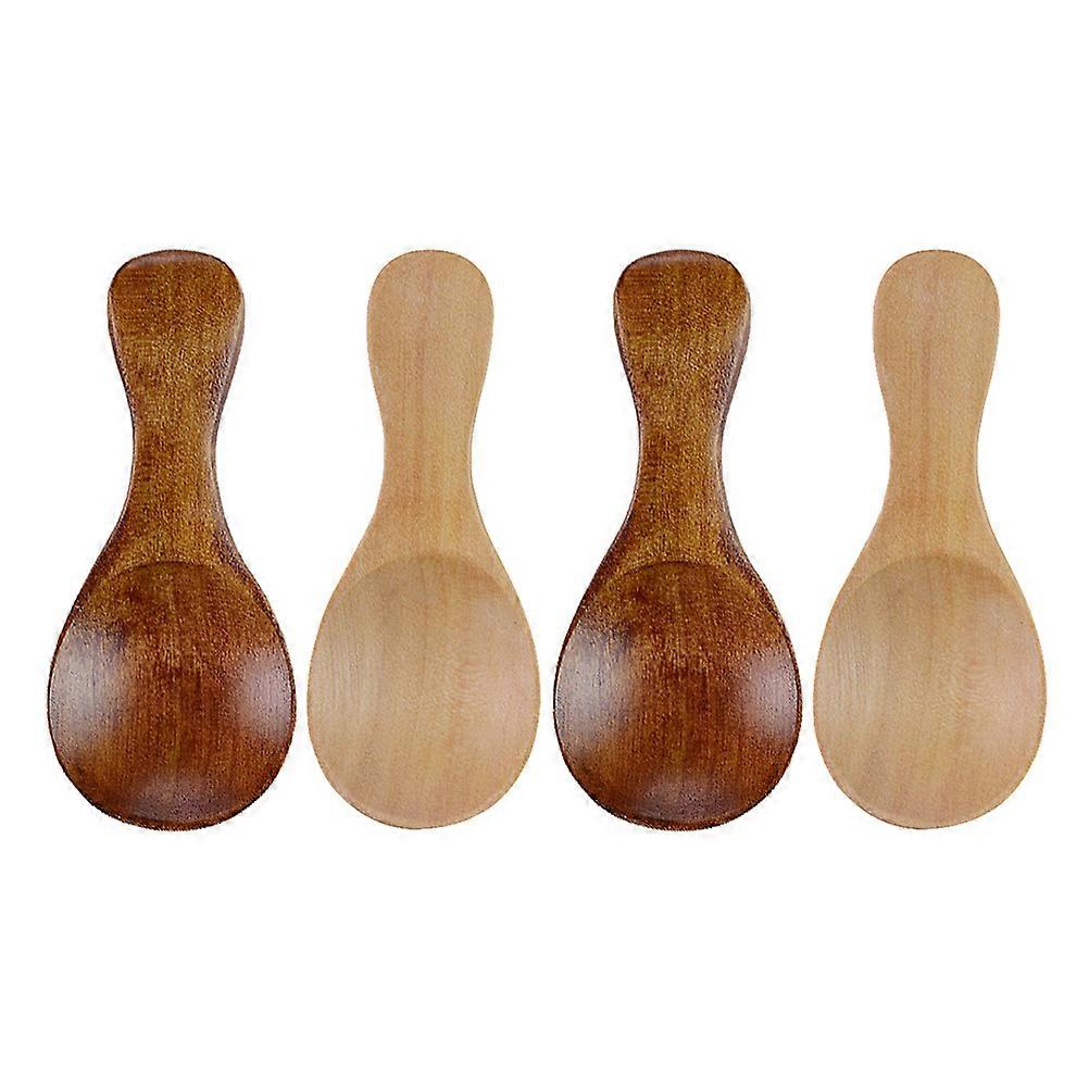 4pcs Assorted Color Wooden Spoons Short Handle Seasoning Spoon for Home Use Synthetic Material
