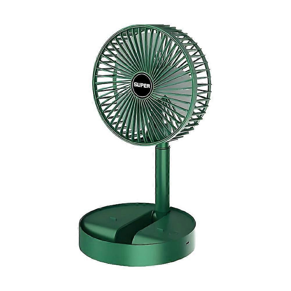 Portable Rechargeable Fan 3in1 Foldable Desk and Floor Fan USB Silent Adjustable Height Green