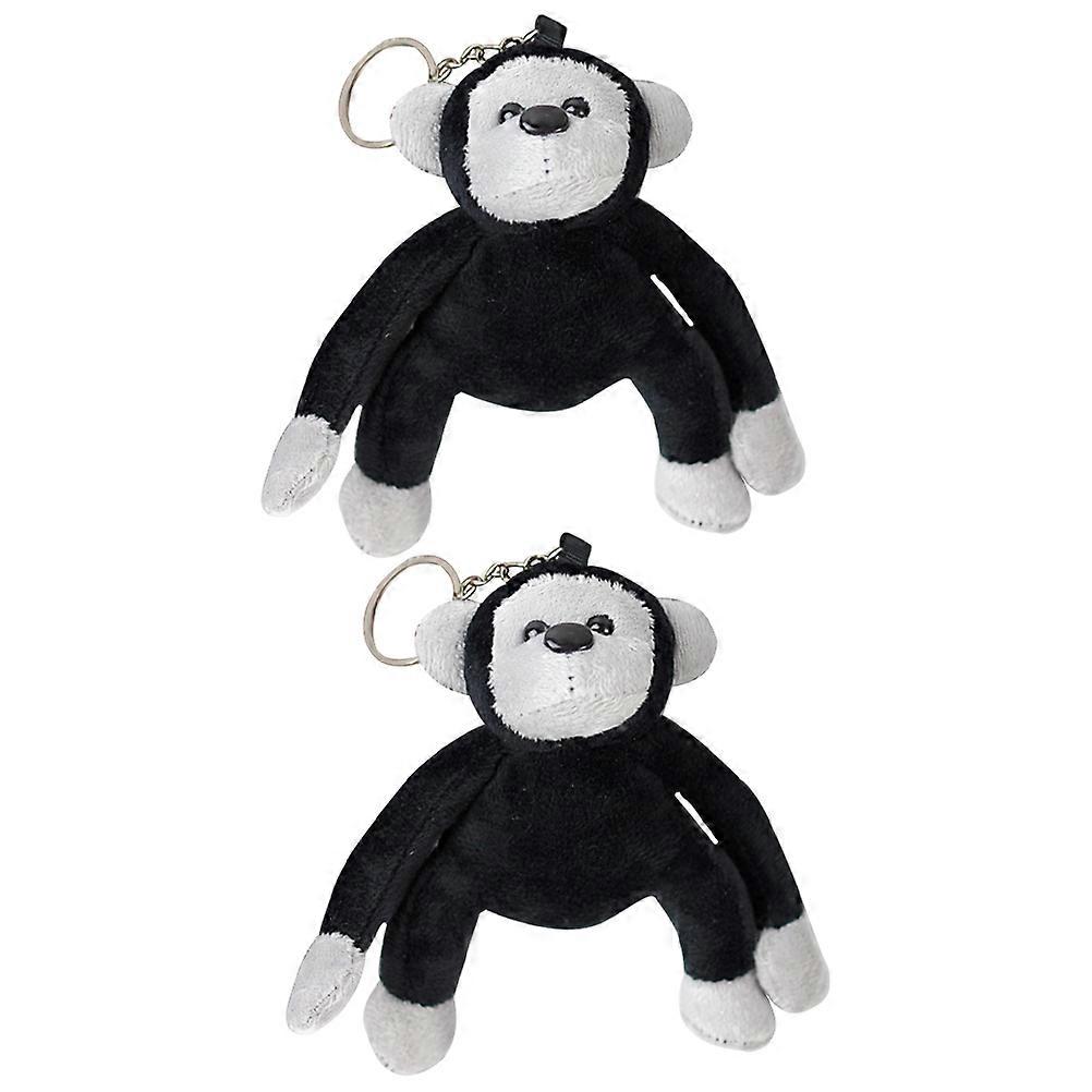 Plush Keychain Kawaii Style Black Color Gorilla Shape for Women 2Pcs