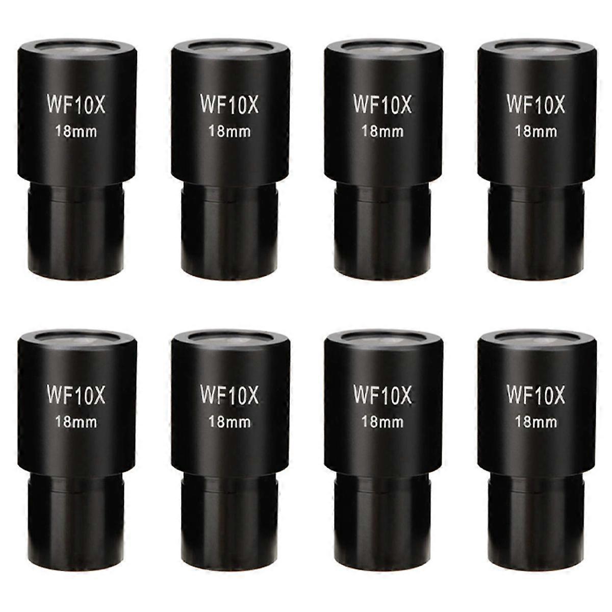 8 Pcs 10X Microscope Eyepiece Wide Angle Optical Lenses Adapter Field 18mm Professional Ocular Lens