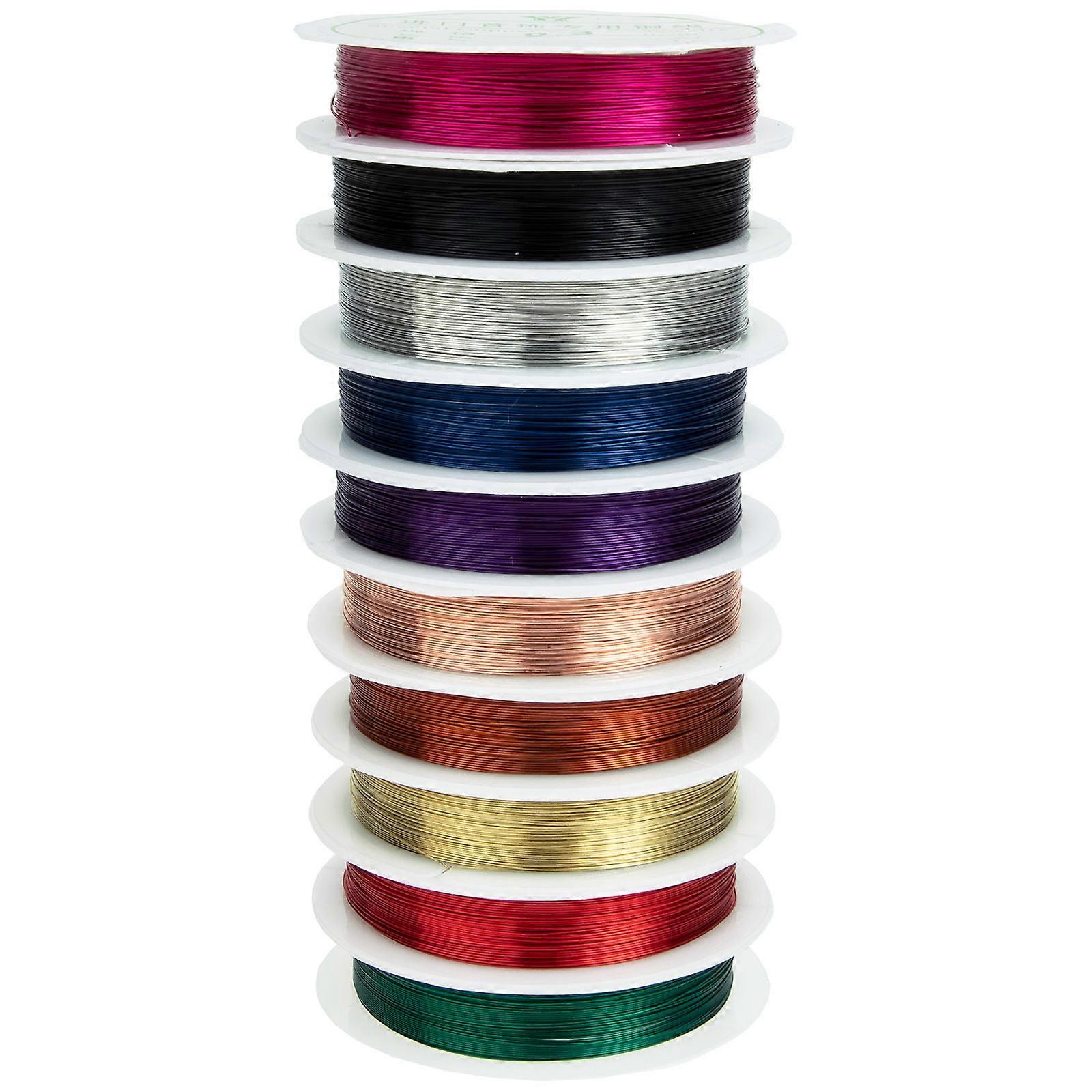 Craft Making Wire Copper Jewelry Beading Wire DIY Craft Making Assorted Color Diameter 0.3mm Length 15m Bead Stringing 10 Rolls