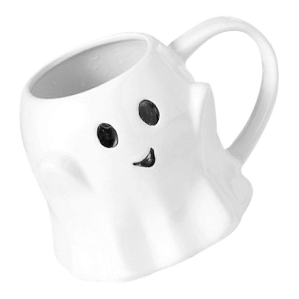 Ceramic Mug Ghost Style Halloween Vibes White Color Round Shape Home Use 1Pack