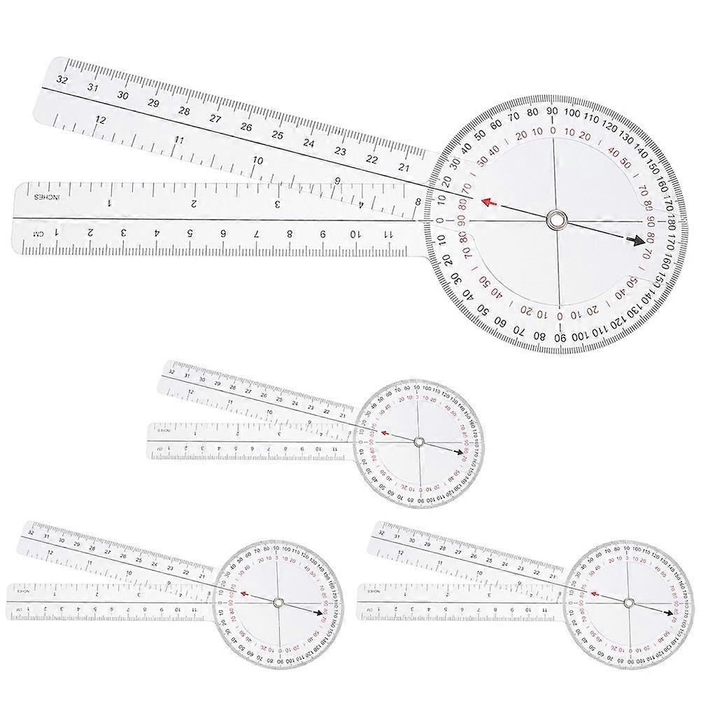 4Pcs Goniometer Protractor Ruler Occupational Home Ruler Practical Angle Ruler Clear Ruler
