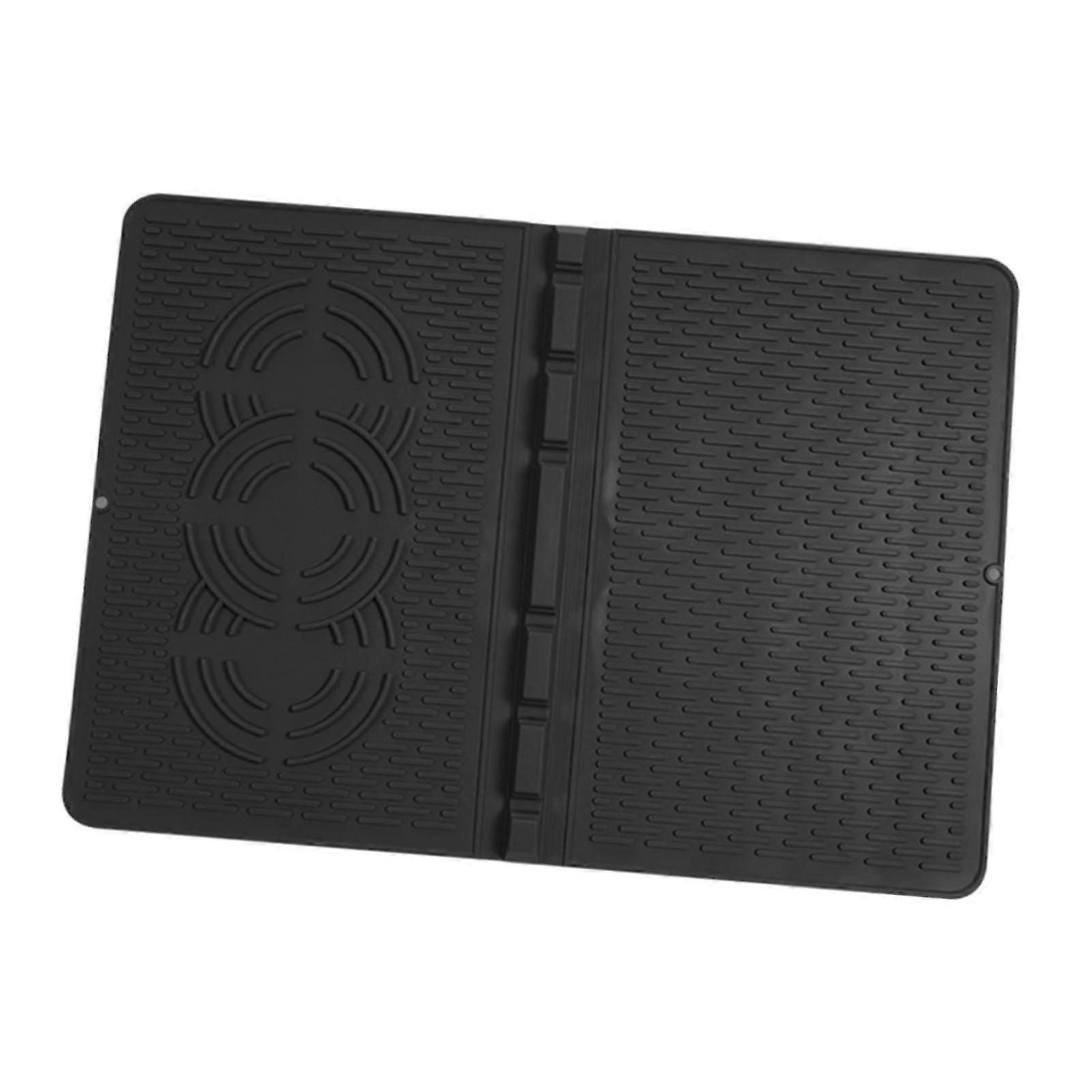 Cooktop Cover Non Slip Foldable Dish Drying Mat for Soup Pots Woks Cabinet gray