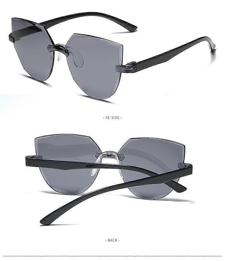 Women Men Oversized Rimless Cat Eye Eyewear Magical Candy Color Sunglasses Unisex Gradient Shades UV400