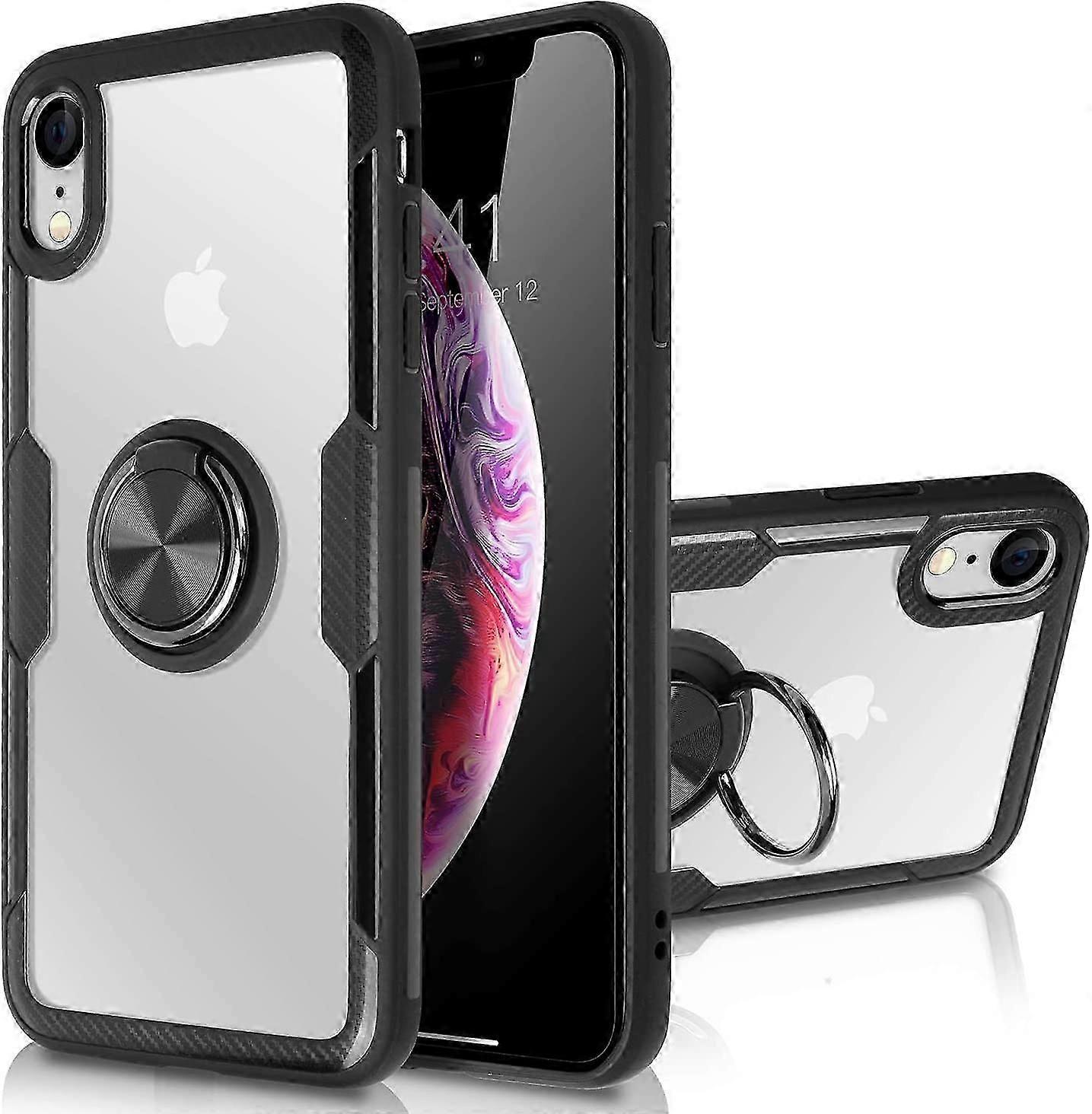 Phone Case with Finger Ring Stand Clear Crystal Design for iPhone