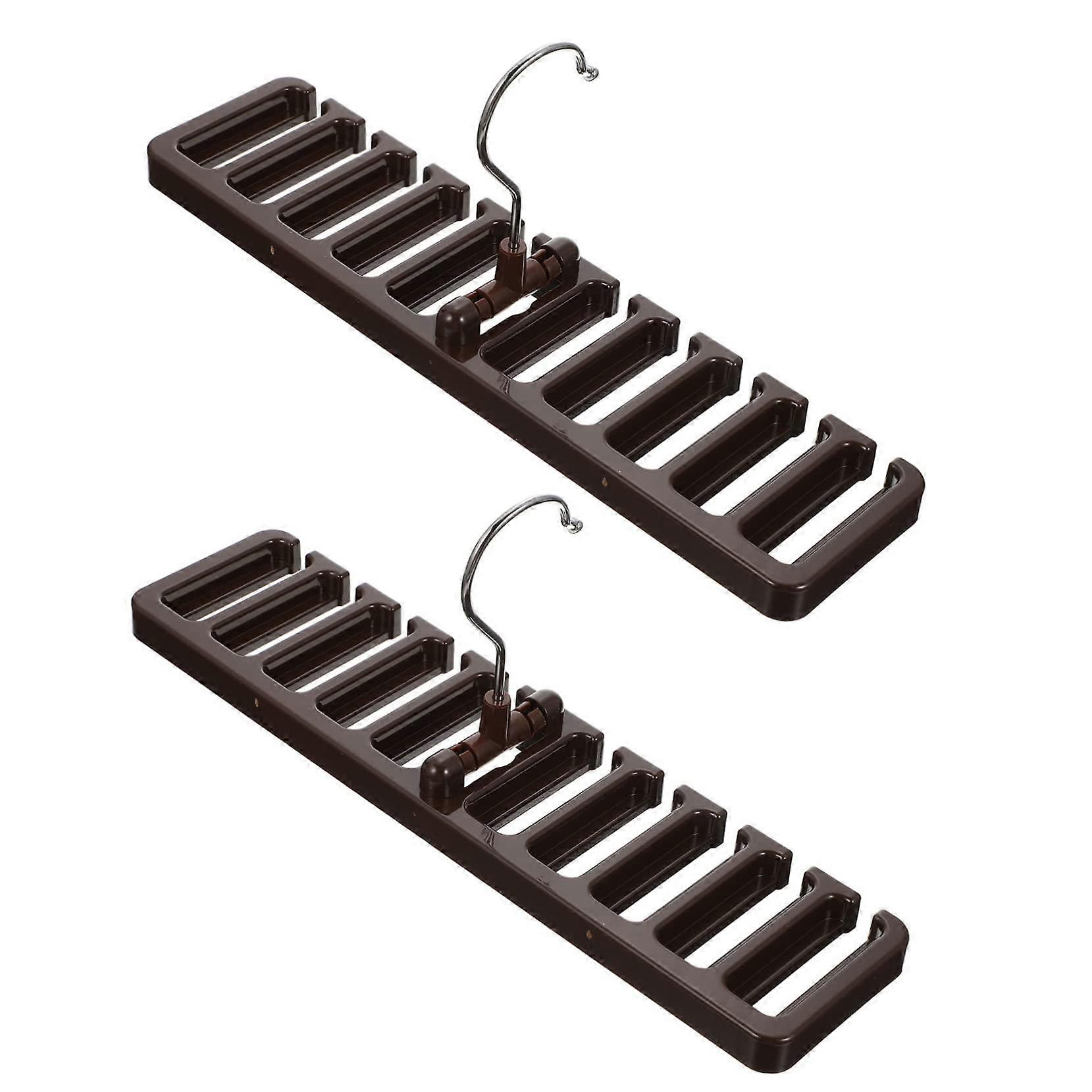 2 Pieces Belt Rack Hanger Tie Organizer for Closet Scarf Storage, Space Saving Brown, Durable Design for Easy Access