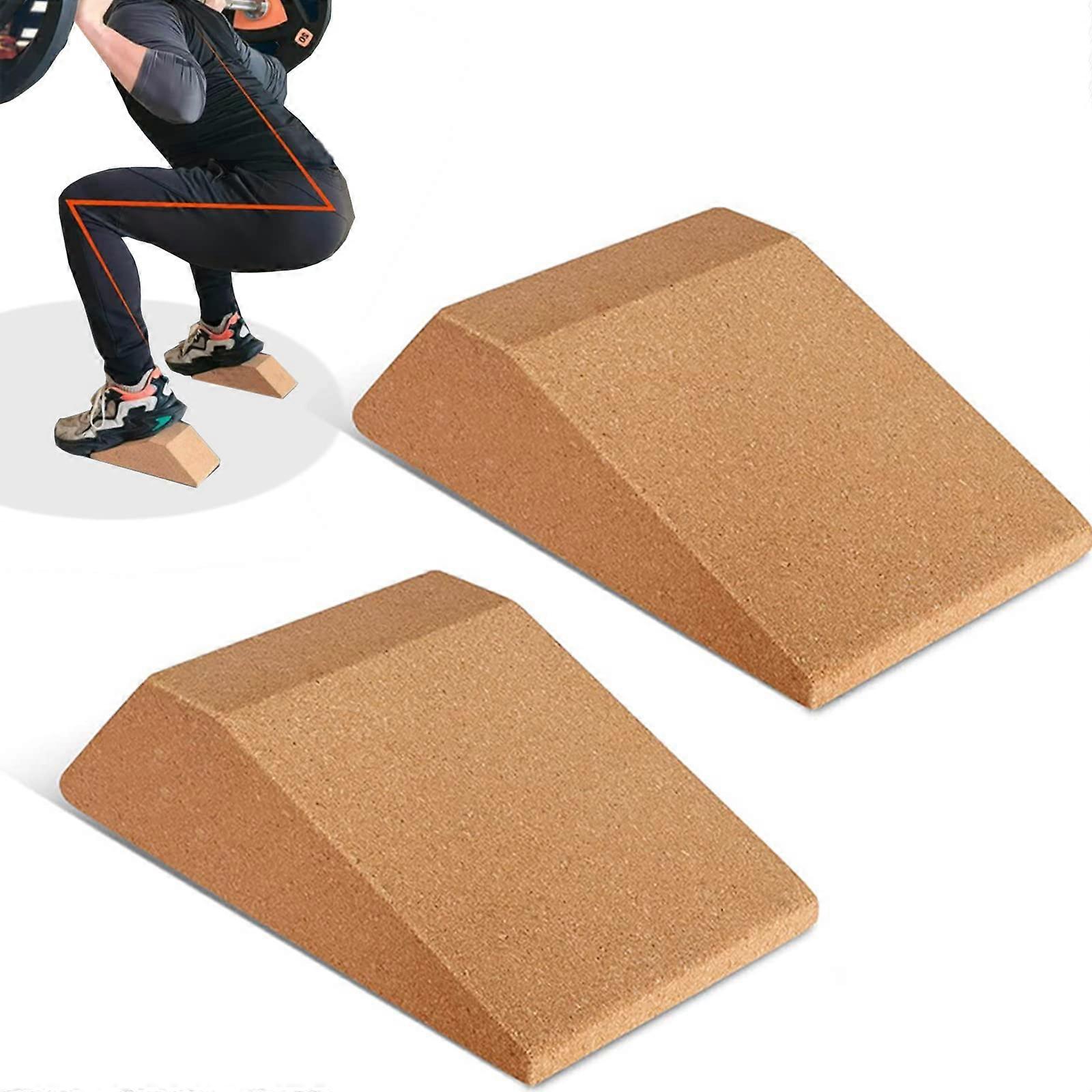 Yoga Blocks Non-Slip Cork Calf Stretcher Squat Wedge Ramp for Muscle Stretching and Fascia Mobilization, Ideal for Deadlifts