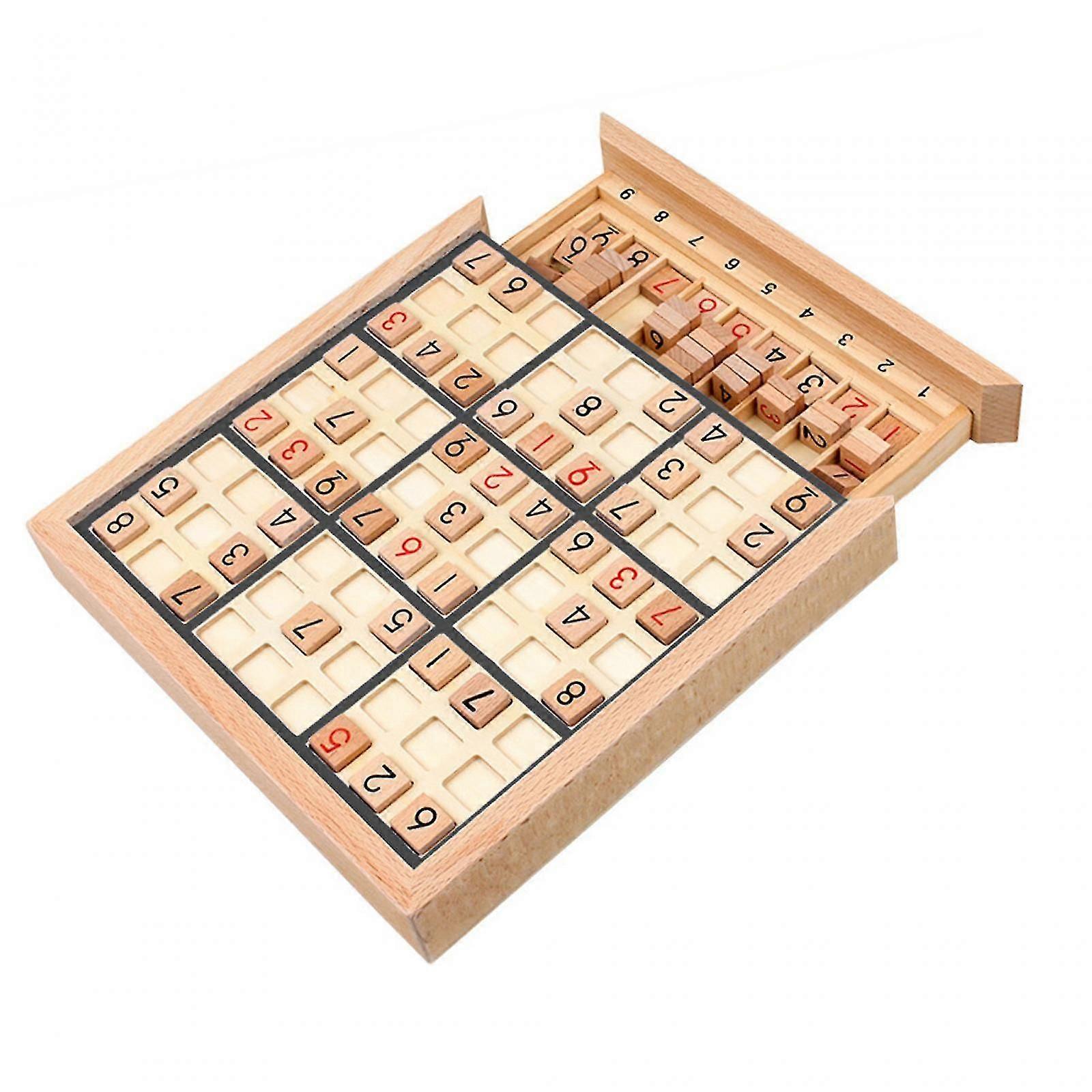 Wooden Sudoku Game Board Sudoku Chess Toy Puzzles Desktop Game for Kids Gift Pink