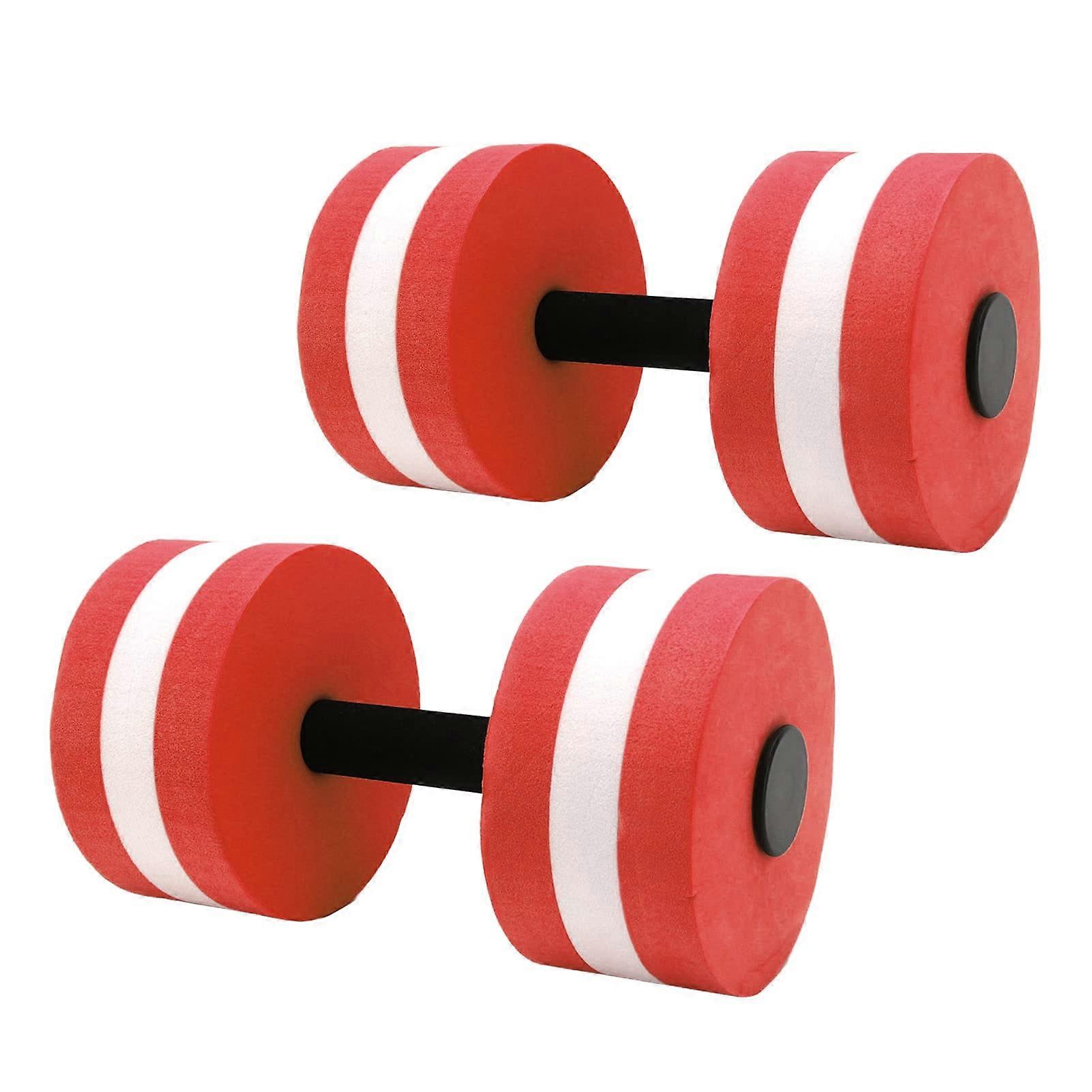2pcs EVA Water Floating Dumbbell Yoga Exercise Water Foam Dumbbell Fitness Tool for Men Women red
