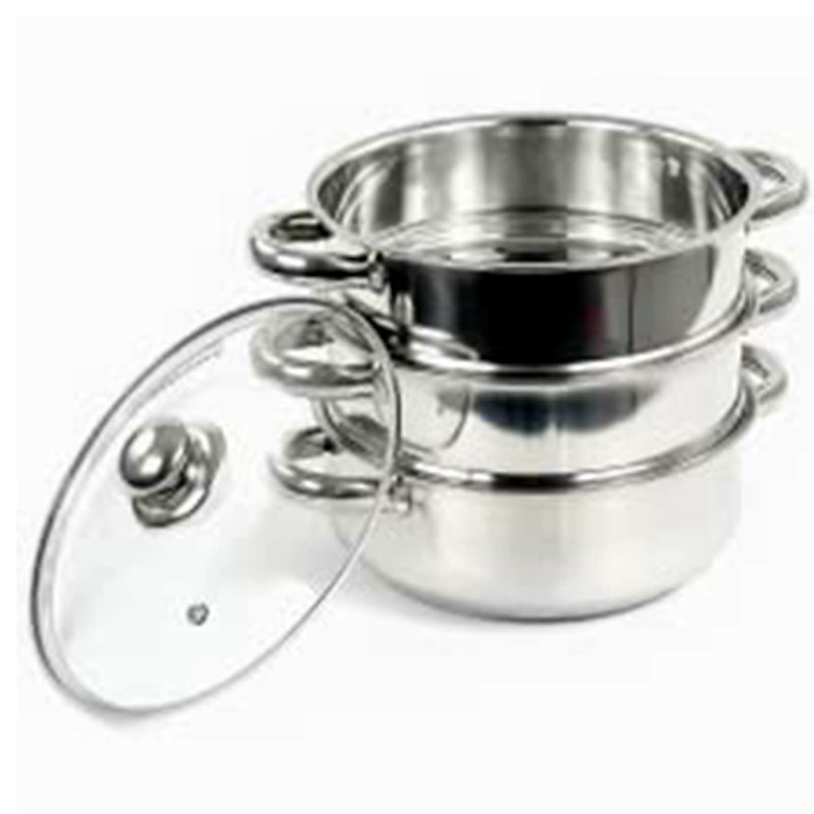 Multifunctional 36 cm Stainless Steel Soup Pot with Steamer Basket, Lid, and Handles for Cooking and Steaming