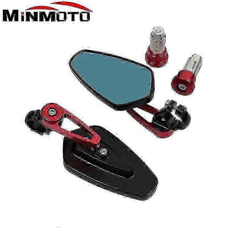 Motorcycle Handlebar End Rearview Mirrors for 7/8 22mm Compatible with Honda and Yamaha Models