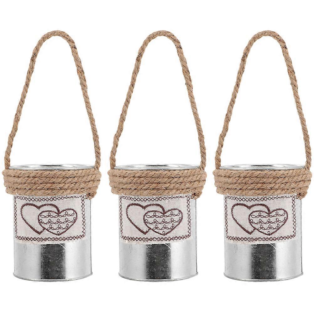 Hanging Flower Pots Metal Tin Buckets Rustic Style Home Decor 3Pcs