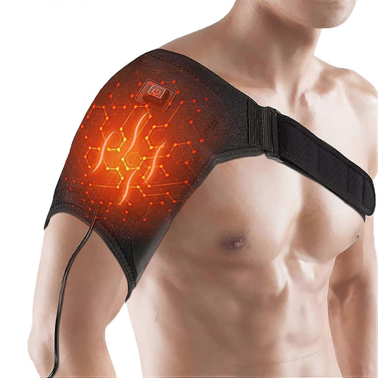 Shoulder Brace USB Heating Warmer with 3 Heat Settings Support Pad Adjustable Black