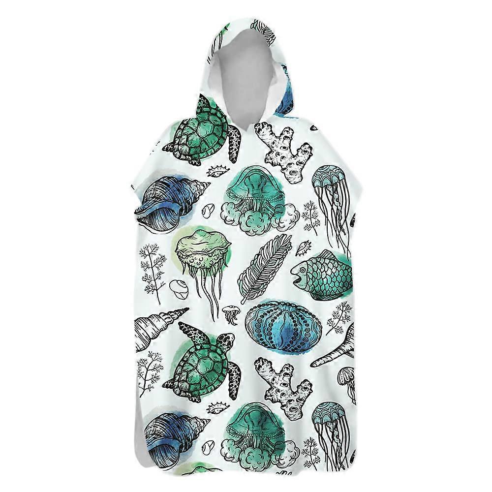 Bath Poncho with Hood, 3D Animal Pattern Beach Towel QuickDrying