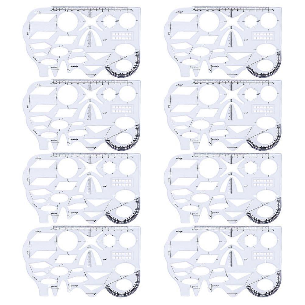 Geometric Ruler Drawing Tools For Artists Mathematics Learning Transparent 8Pcs
