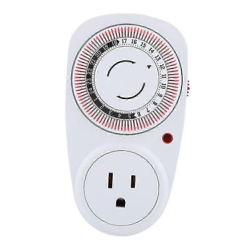 24-Hour Mechanical Timer - Durable Indoor Socket Switch AC Outlet Timer US Plug 110V