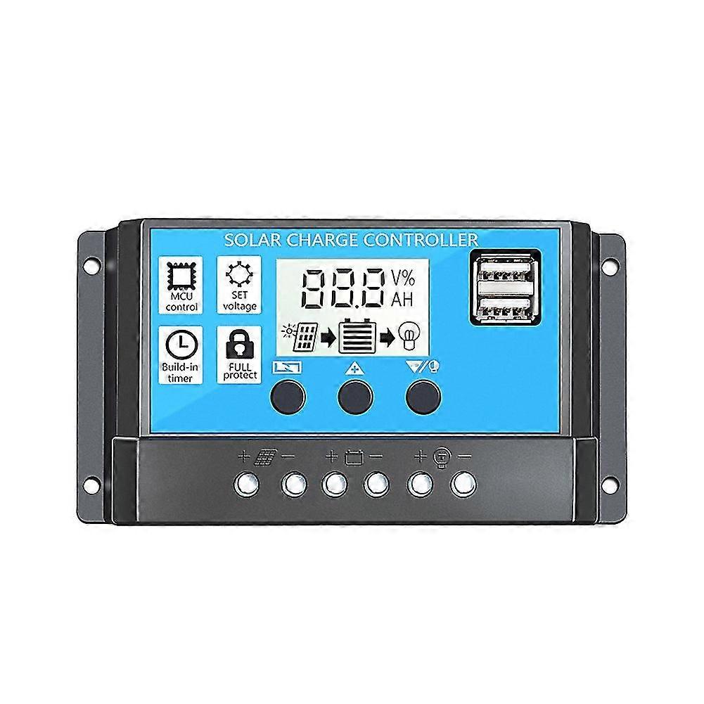 10/20/30/40/50/60a 12/24v Lcd Display Dual Usb Light Solar Charge Controller Qinhai