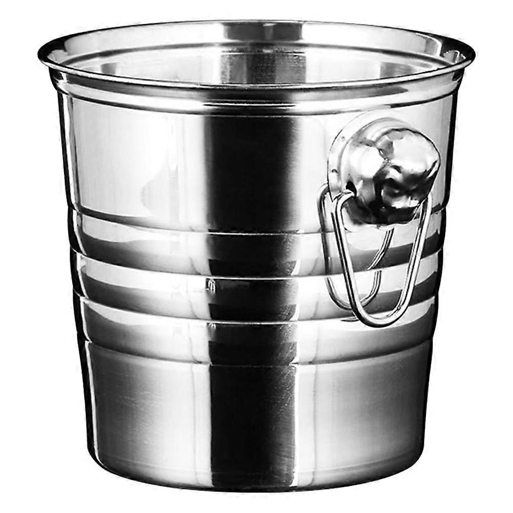 Patio Ice Bucket Stainless Steel Ice Storage Containers Cooling Beer Double Handle Structure 8.3×8.3×8in 1Set
