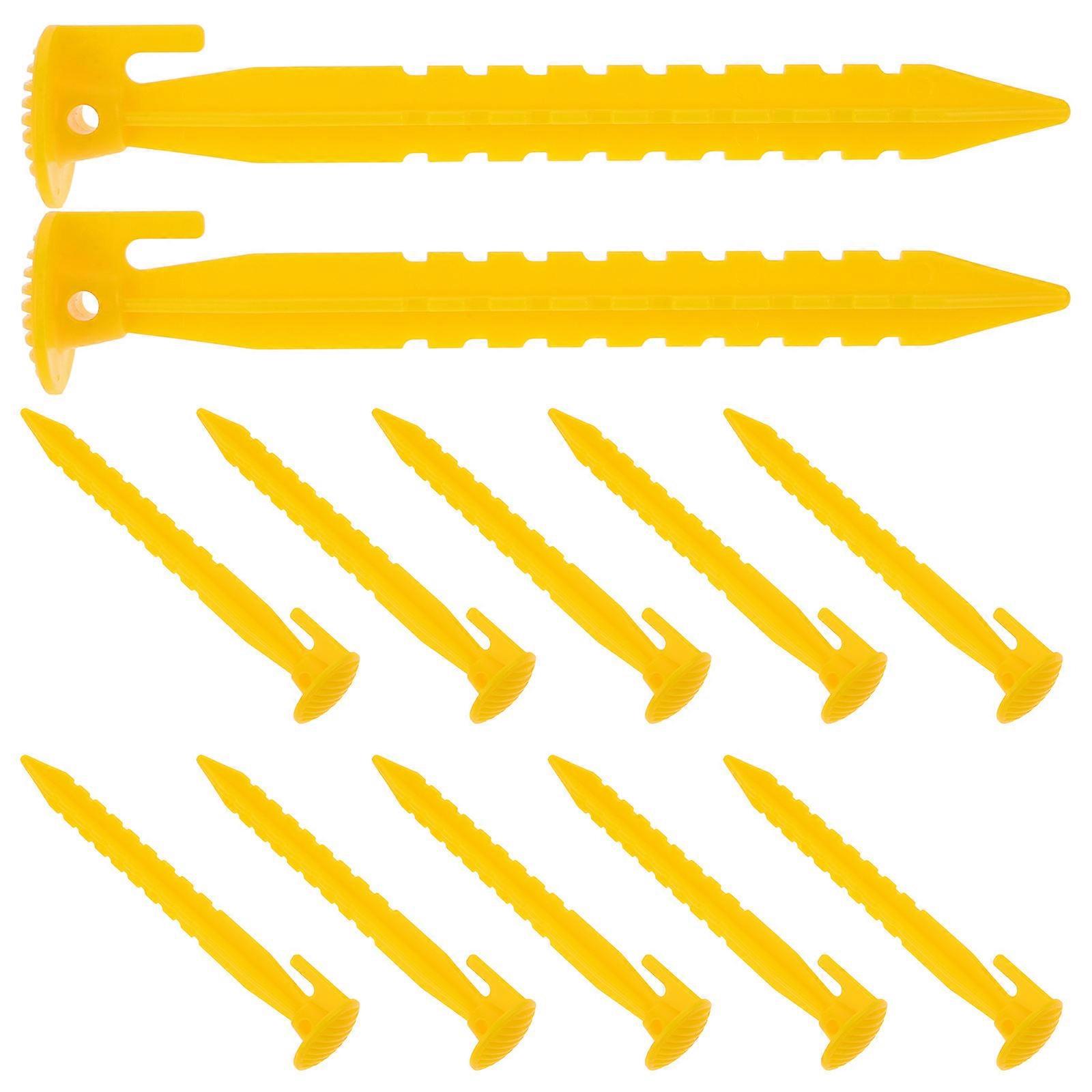 Plastic Tent Stakes 12pcs Reusable Durable Outdoor Pegs for Camping Beach Gardening Strong Holding Power for Hard Ground