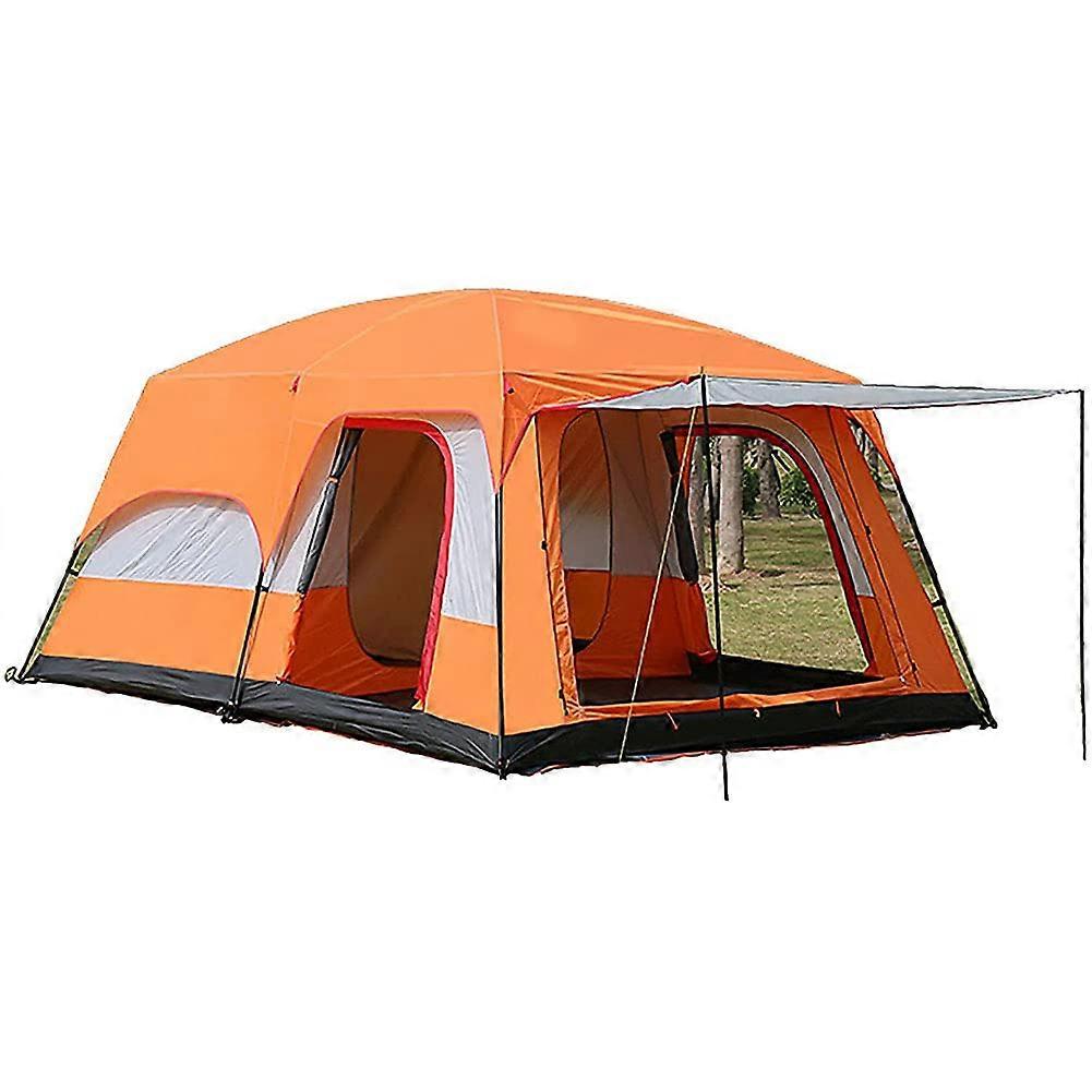 Family Tent Double Layer Dome Waterproof with 2 Dark Sleeping Cabins for Camping (Orange 5 Persons)