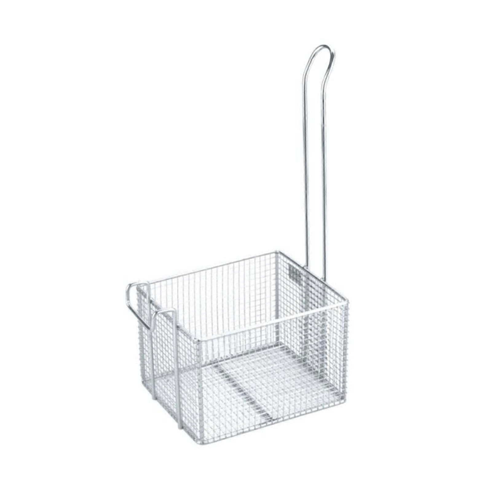Deep Frying Basket Stainless Steel with Vertical Handle, Small Chip Grid Frying Strainer Rack for Kitchen and Restaurant Use