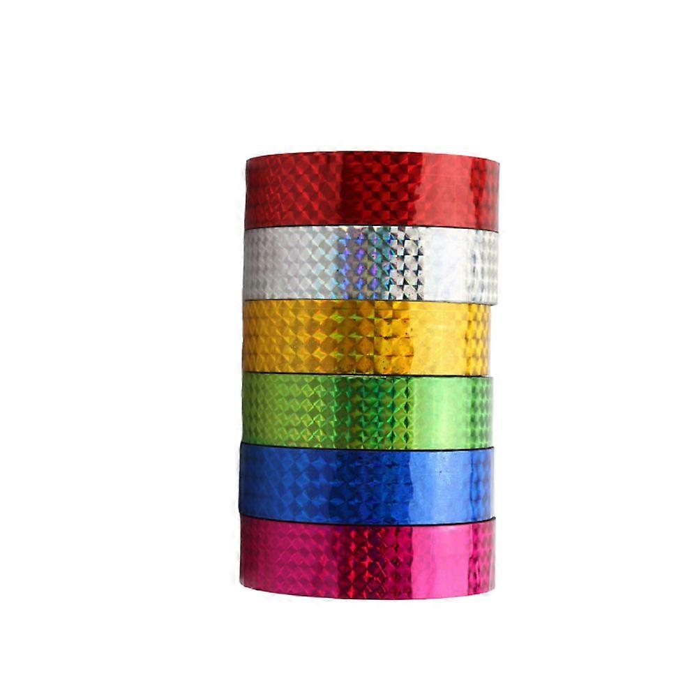 Holographic Packing Tape 6 Rolls Assorted Color Diy Craft For Home Use And Shop Use 3000.00X2.50X0.01Cm